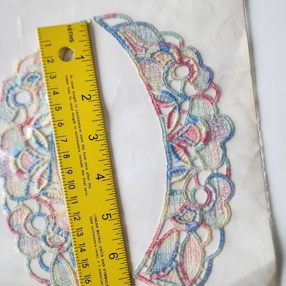 Vintage JACLYN Lace Collar Embroidery Applique Neck Detail Rainbow Sewing Floral - Picture 8 of 16